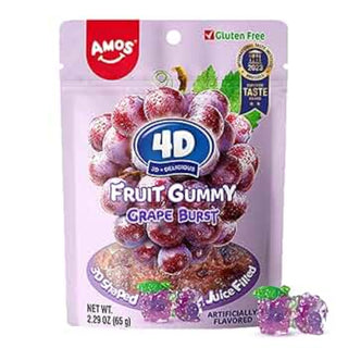 AMOS 4D Grape Gummy Fruit Filled Candy 80g