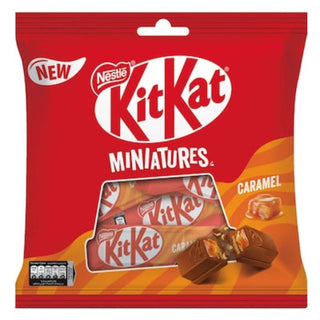 Kit Kat Miniatures Caramel candy package with Nestle logo on red background