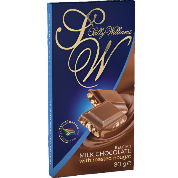 Sally Williams Milk Chocolate Roasted Nougat Slab 80g