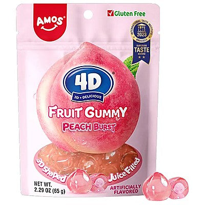 AMOS 4D Gummy Fruit Filled Candy 80g (Click for Flavours)
