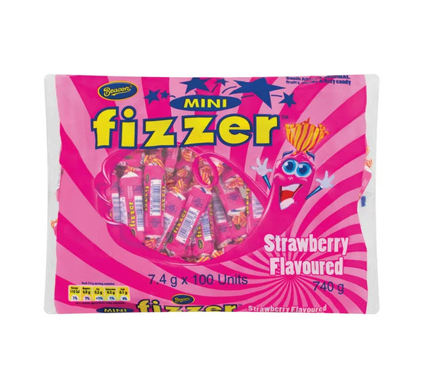 Mini Fizzers Strawberry Pack of 100 750g, Sweet City - Chocolates, Sweets, Drinks