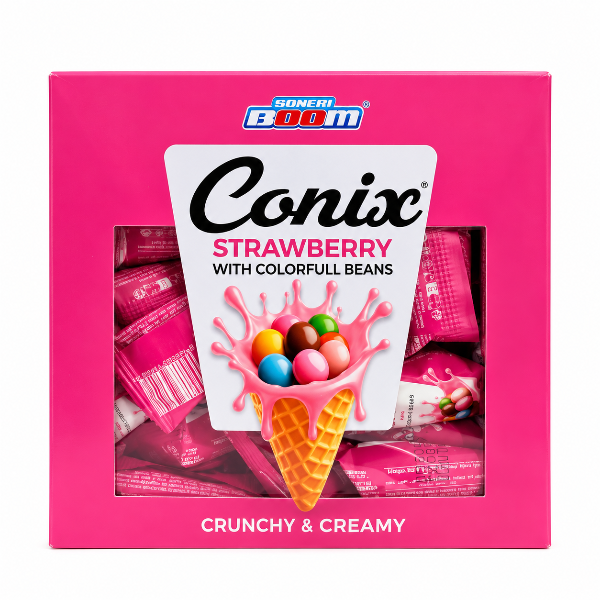 Boom Conix Cones With Colourful Beans Pack of 50 Strawberry