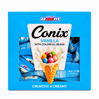Boom Conix Cones With Colourful Beans Pack of 50 Vanilla