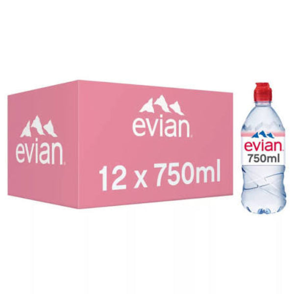 Evian Sports Bottle 750ml 12ct