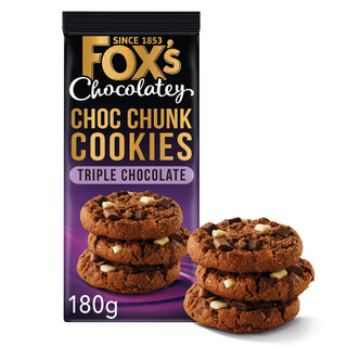 Fox's Chocolatey Choc Chunk Cookies Triple Chocolate 180g