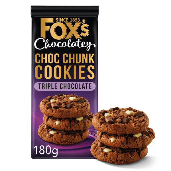 Fox's Chocolatey Choc Chunk Cookies Triple Chocolate 180g