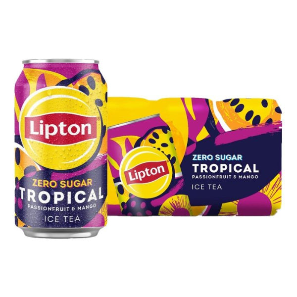 Lipton Ice Tea Tropical Zero Sugar 320ml 6 Pack