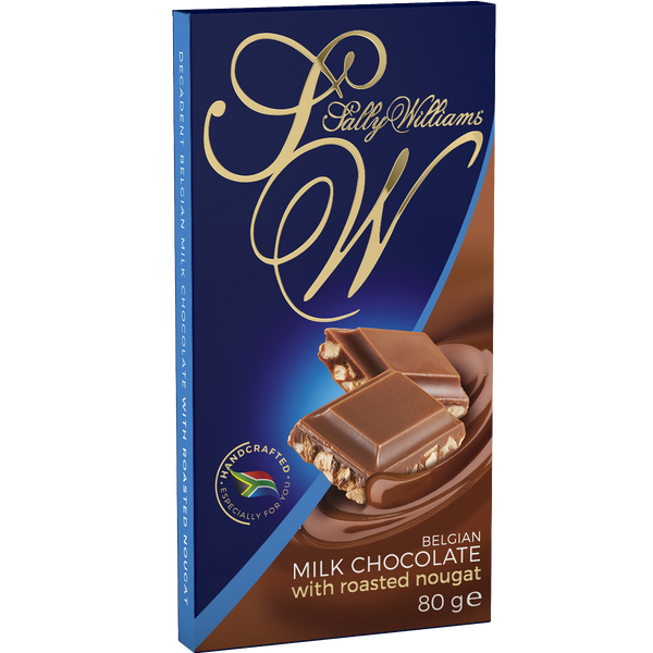 Sally Williams Milk Chocolate Roasted Nougat Slab 80g